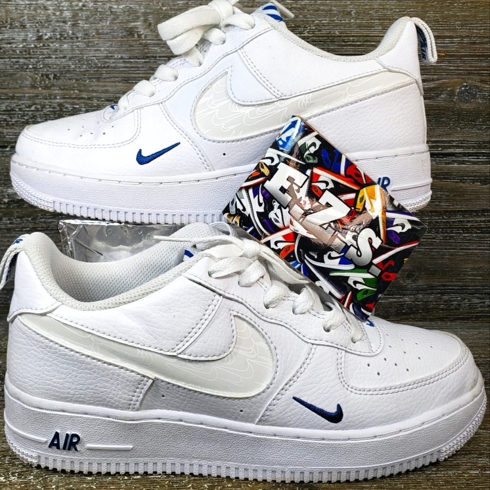 Nike Air Force 1 Reflective White Blue FB8034-100 Youth Size 6Y Size 7.5 Women